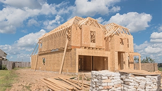 residential new construction Florida house framed out with plywood residential new construction Florida house framed out with plywood