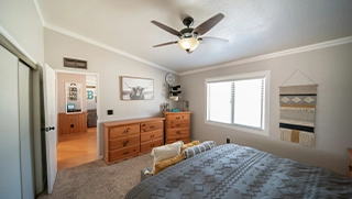 bedroom inside Florida manufactured home