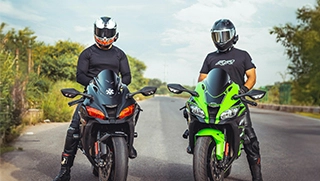 two men on insured motorcycles on rural Florida backroad